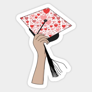 Holding the Square Academic Cap Hearts Sticker